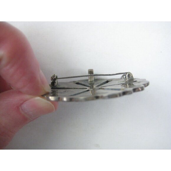 Taxco Mexico Vintage Sterling Silver Abalone Shell Inlay Brooch Pin Brooche RU - Picture 8 of 8